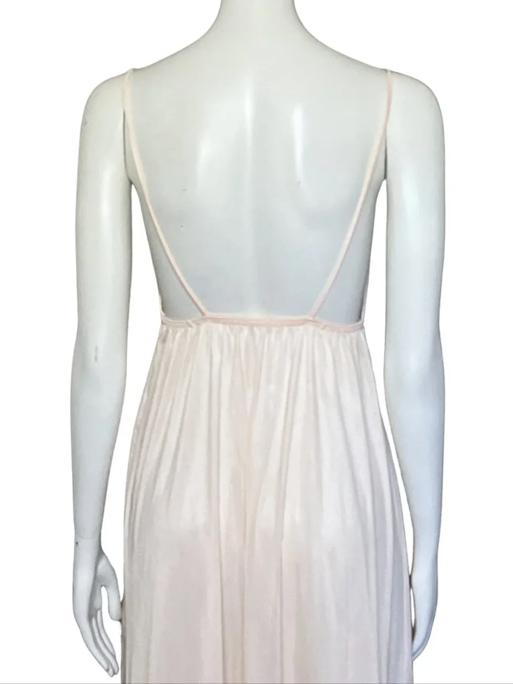 Vintage 60s Pale Peach Lingerie Nightgown Slip Dress. XS. Coquette Maxi Long - Picture 8 of 10